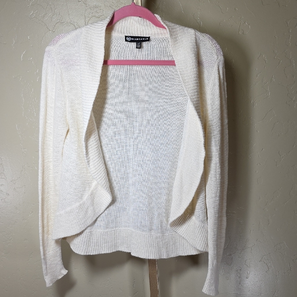 Wantable‎ Cream Open-Front Draped Cardigan Sweater Cotton Blend